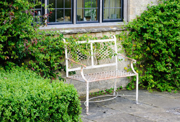white bench close up